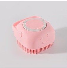 Softness Silicone Pet Brush For Dog & Cat; Dog Hair Massage Bath Brush With Shower Gel Dispenser (Color: Square Pink)